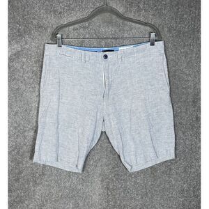 Bruno‎ Chino Shorts Mens Size 36 Blue Striped Washable Linen Cotton Classic Fit